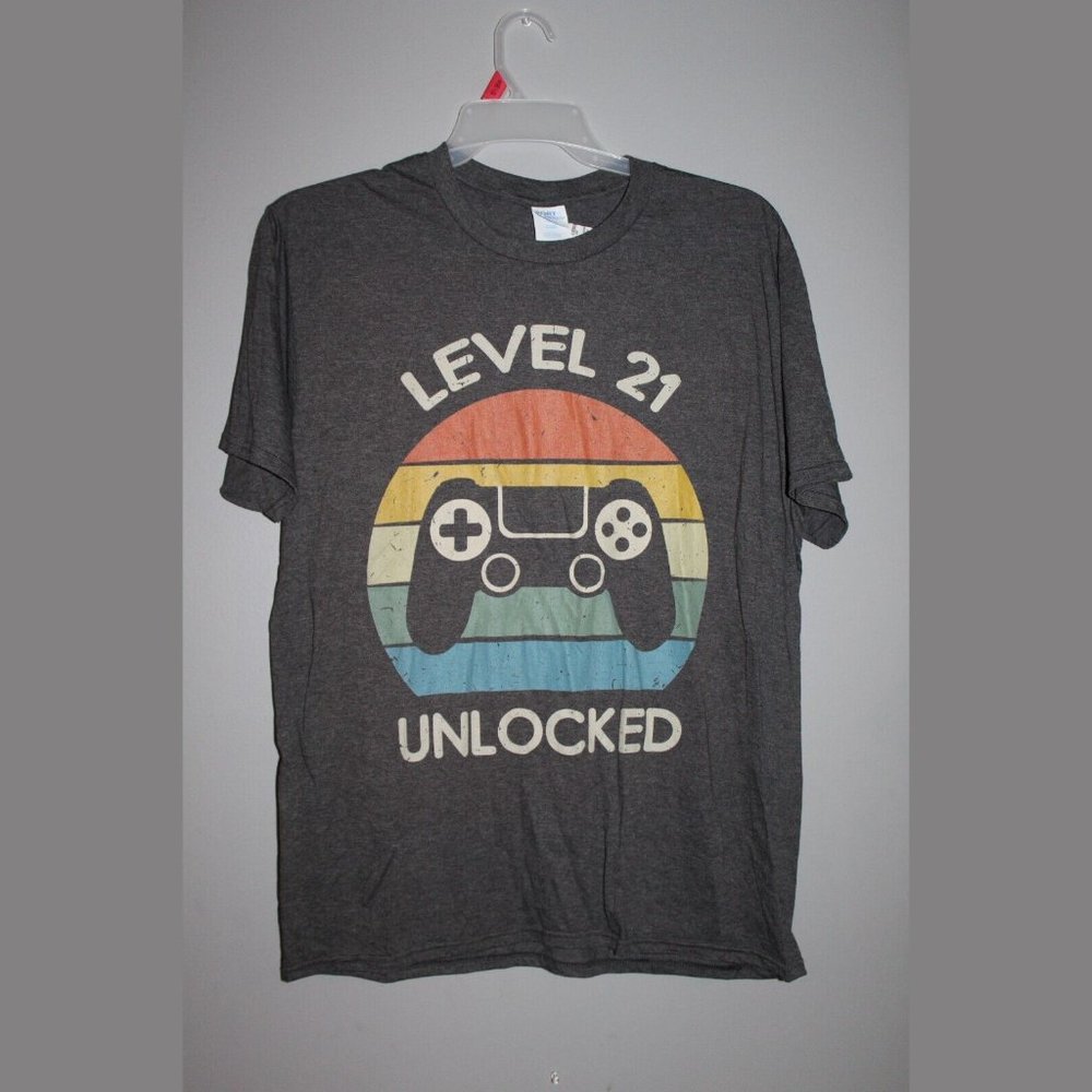 Level 21 Unlocked Tshirt 21st Birthday LRG shirt Custom Gift Gamers Bday N/T